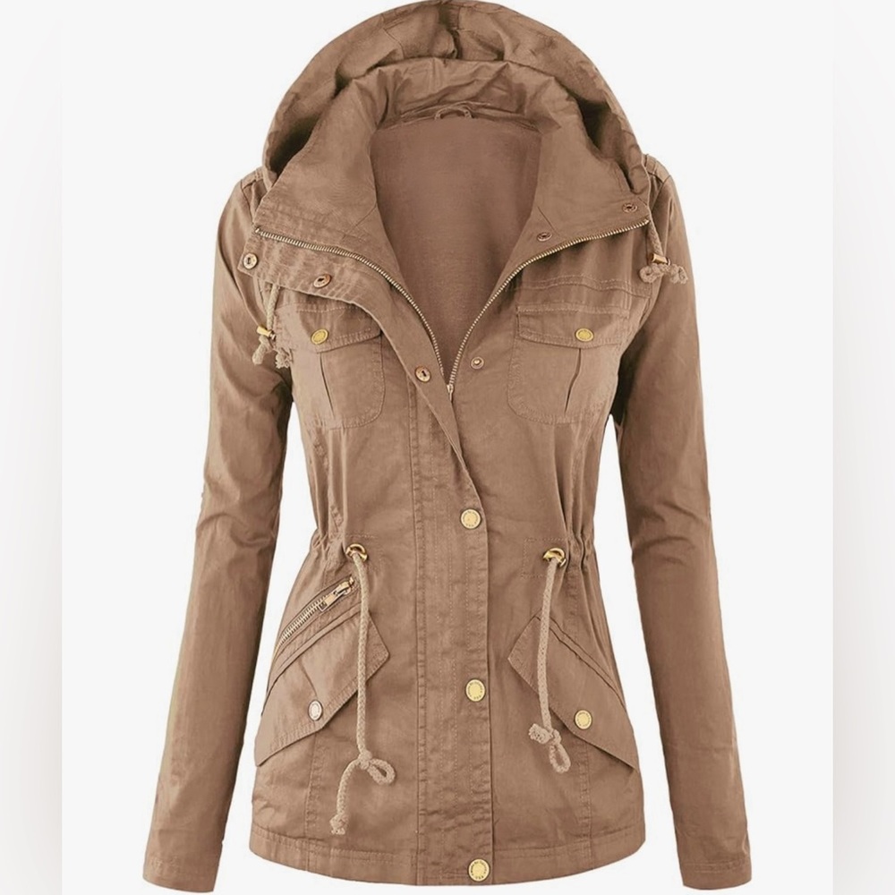 Casual Military Anorak Jacket Lightweight Detachable Hooded Safari Utility